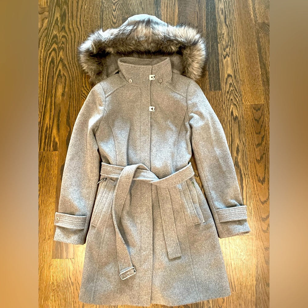 Calvin Klein grey winter jacket with detachable hood